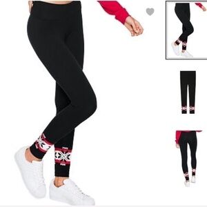 VS PINK Black Snowflake Design Leggings